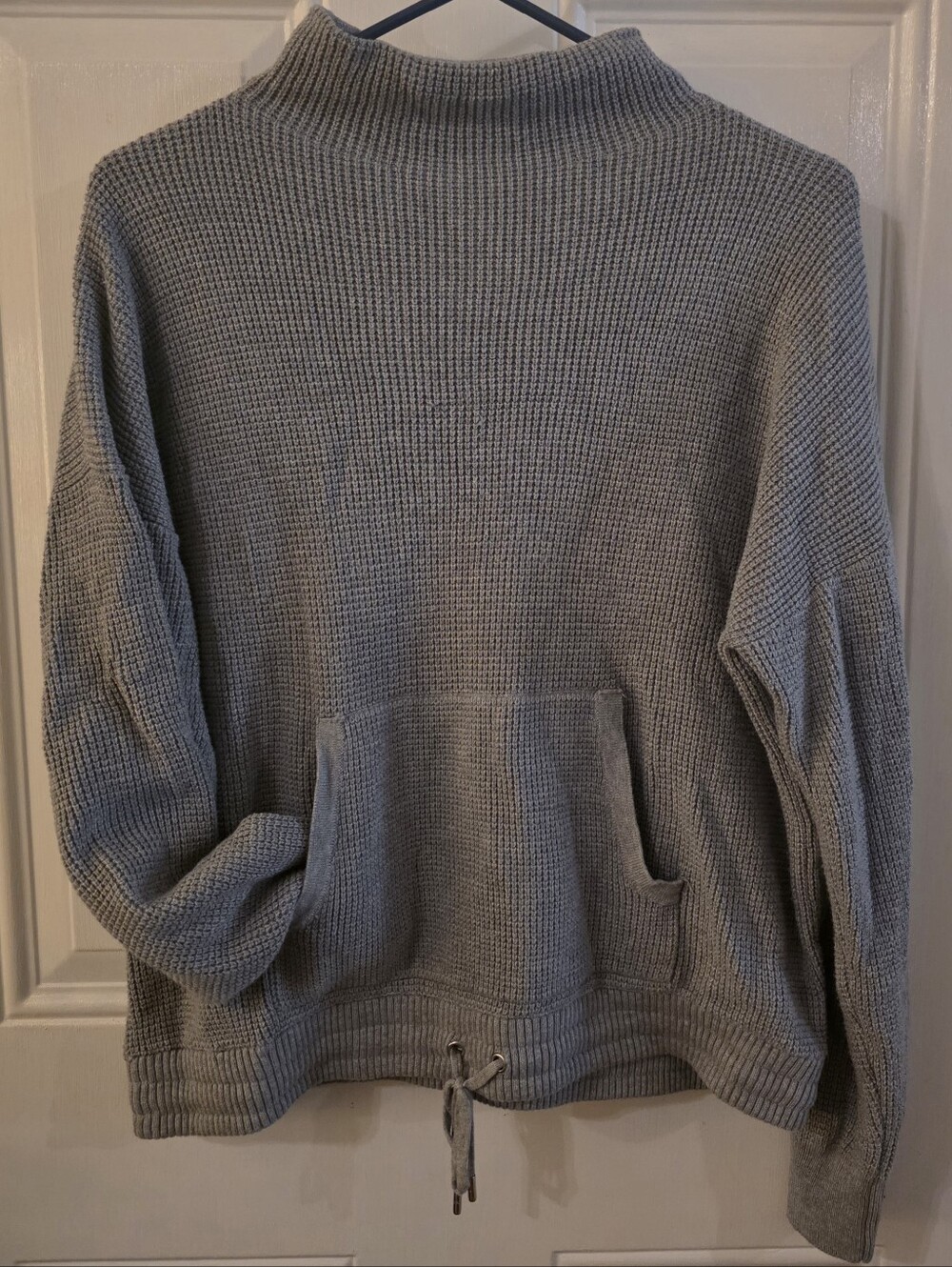 MICHAEL Michael Kors Light Gray Waffle Knit Mock Neck Pullover
